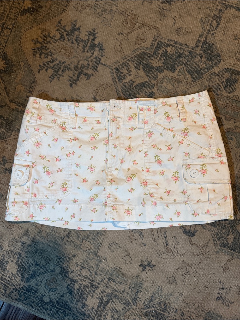 Aeropostale Cream Mini Skirt with Pink Floral Print